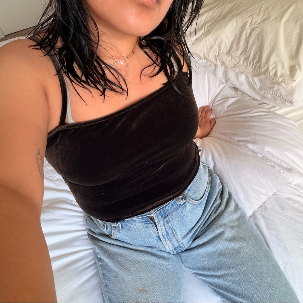 BCBGMaxAzria Dark brown velvet tank top